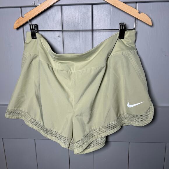 Nike Light Green Athletic Shorts with Lace Trim Hem Size XL NEW - Picture 1 of 5